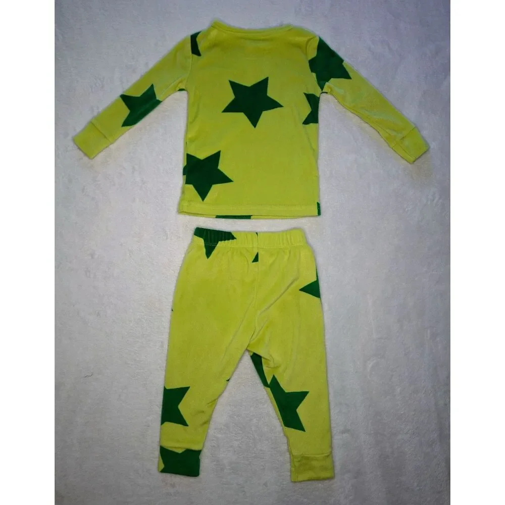 Cat & Jack 18M Star Print Pajama Set Yellow Green 2pc Toddler Boys/Girls